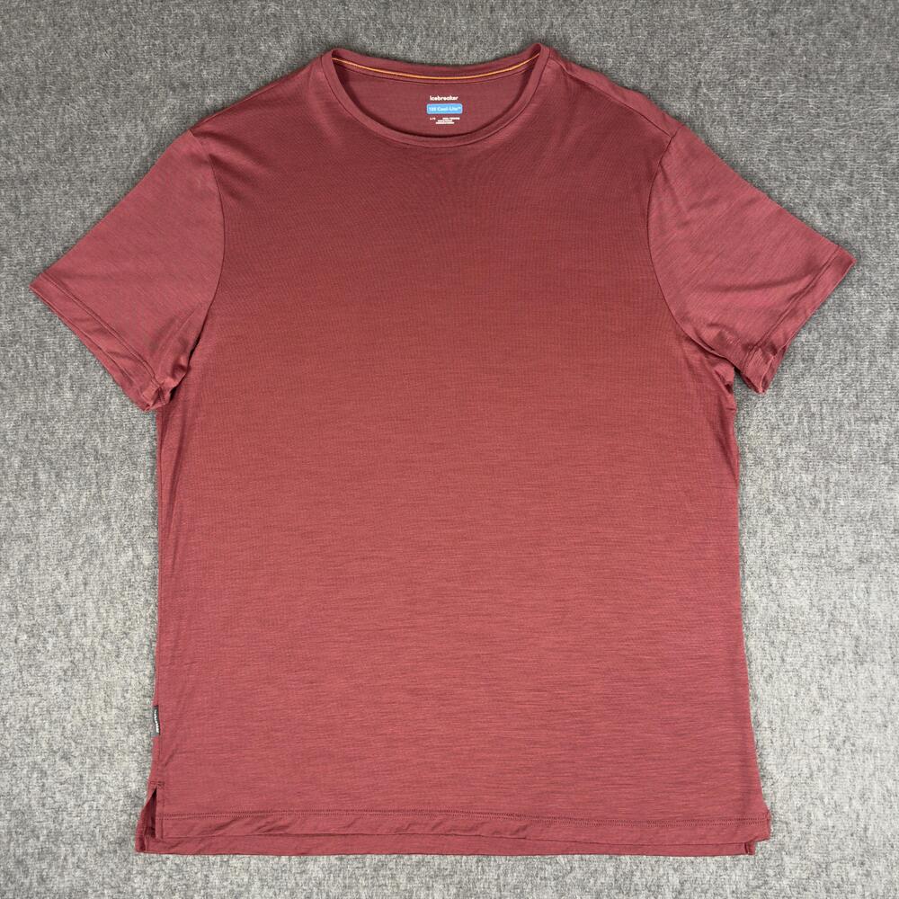 Icebreaker 125 Cool-Lite Shirt Mens Large Red Short Sleeve Lightweight Active